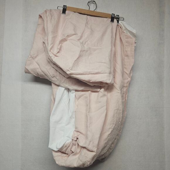 Pottery Barn Kids Blush Pink Linen Crib Sheet and Crib Skirt - Picture 1 of 5